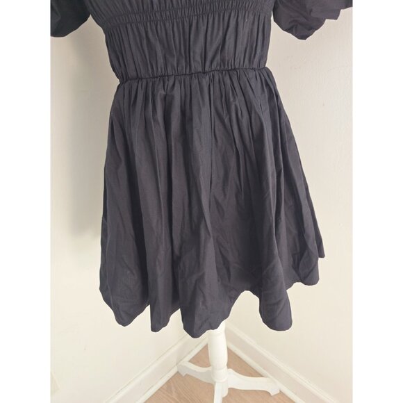 Abercrombie & Fitch Ruched Puff Sleeve Mini Black Babydoll A-line Short Dress XS - Picture 5 of 12